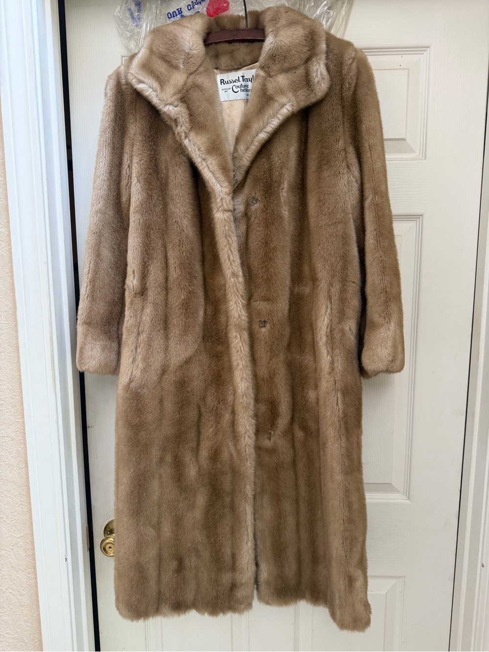 Women's Long Fur mink Coat in Light Brown